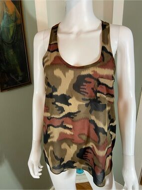 Collective Concepts Abstract Camouflage Camo Semi-Sheer Tank Top Racerback [CH]